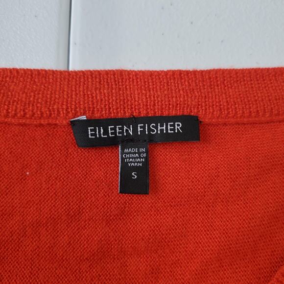 Eileen Fisher Sweater Womens Small Red Merino Wool High Low Hem Tunic Knit - Picture 3 of 9